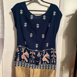 Elegant Navy and Gold Dress